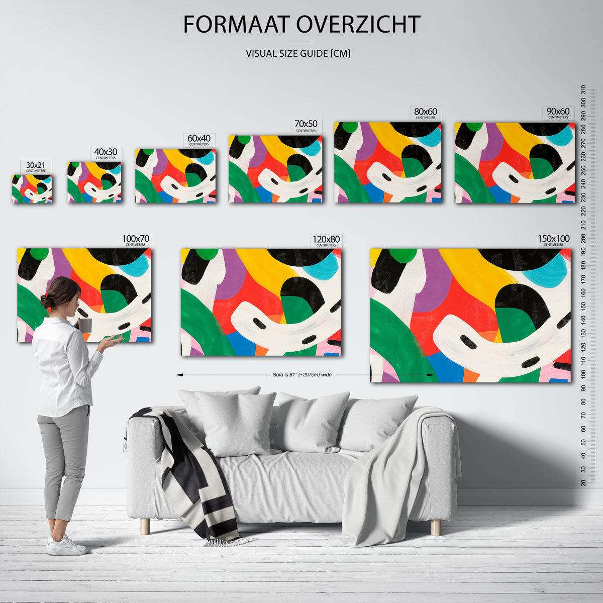 Abstracte vormen – liggende muurposter voor een modern interieur