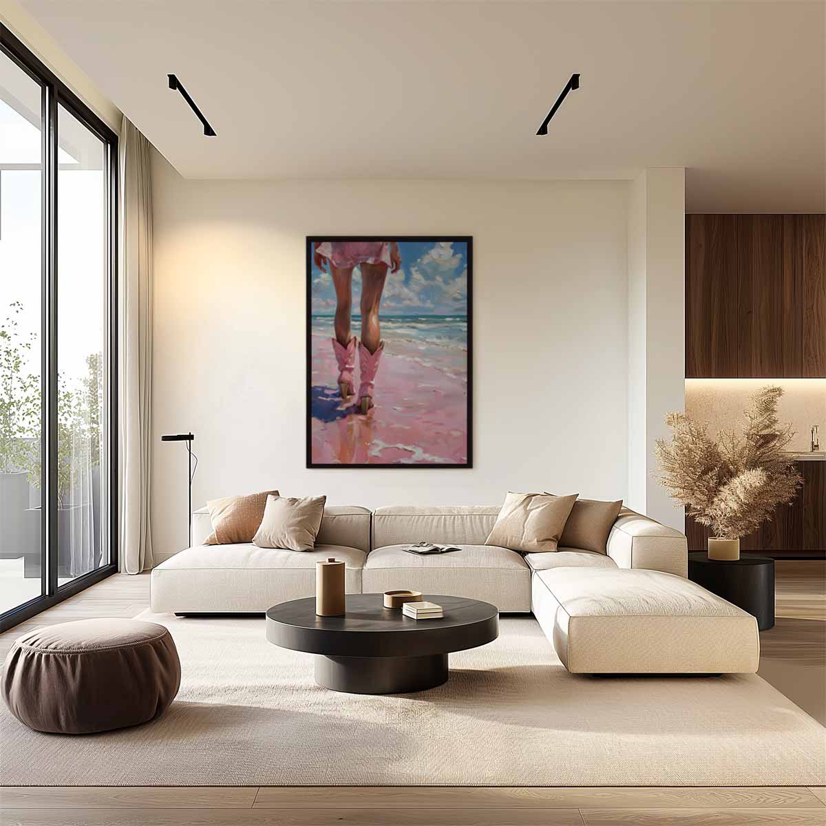 Wandeling op het Strand – staand kunstwerk voor modern interieur