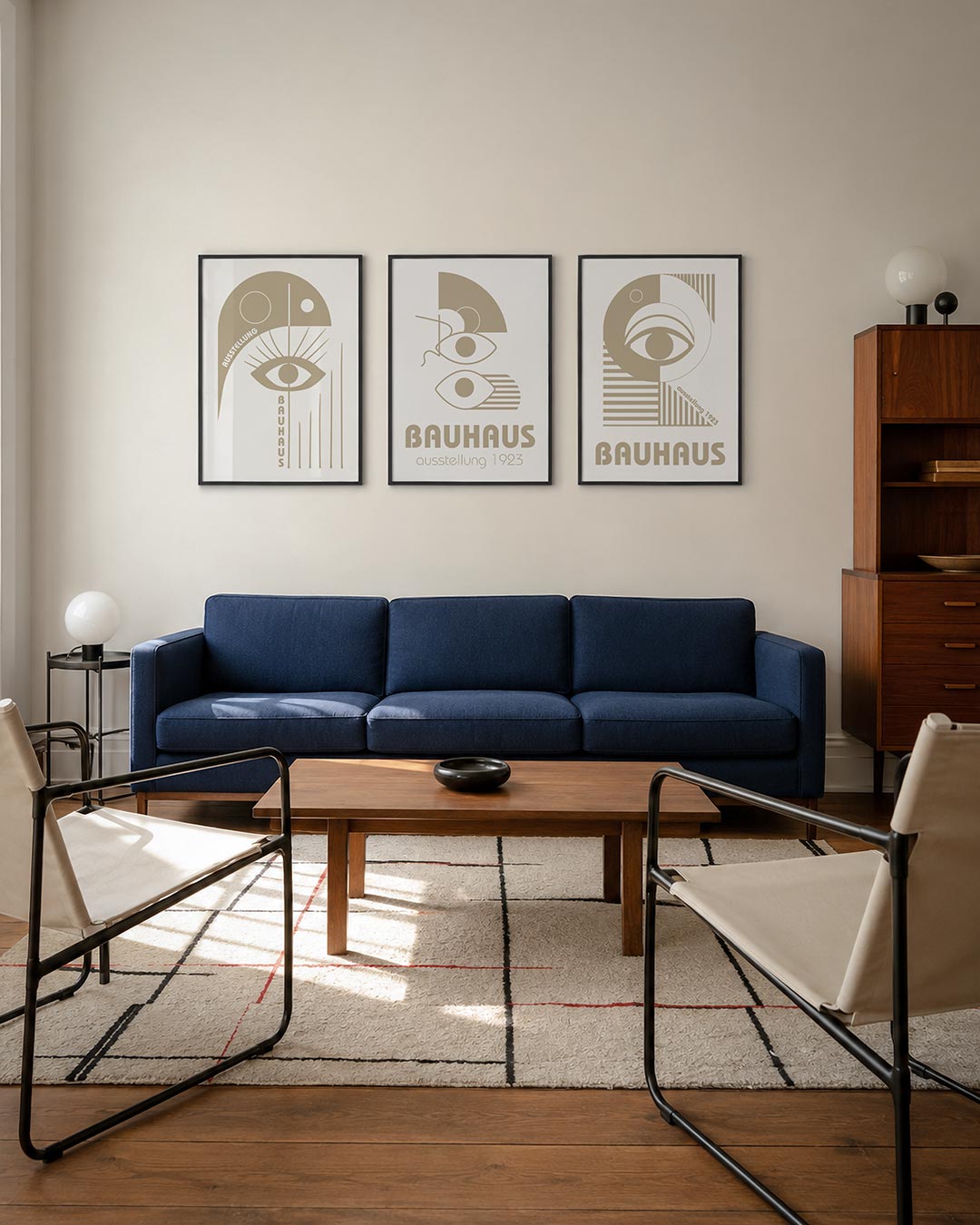 Oog en lijnen driedelige posterset – deze posterset in drie delen toont een groot oog centraal, omringd door strakke lijnen