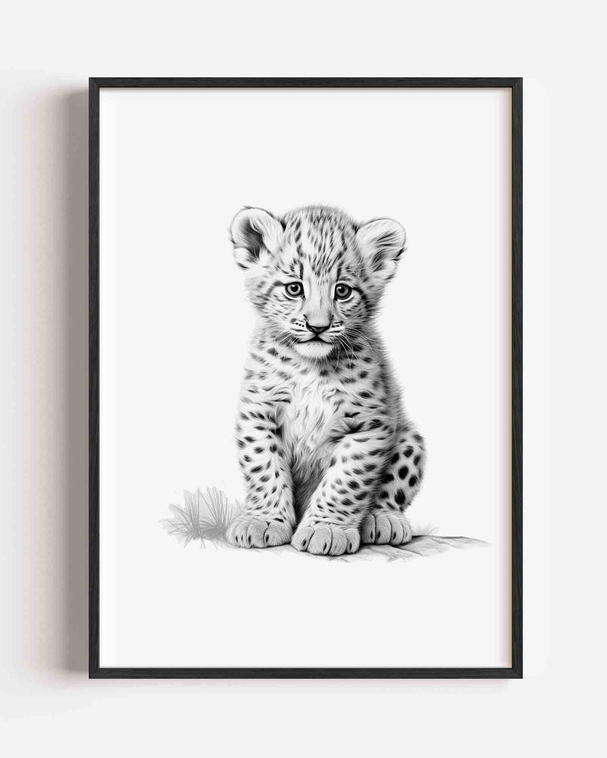Jonge luipaard – dieren portret poster als wanddecoratie
