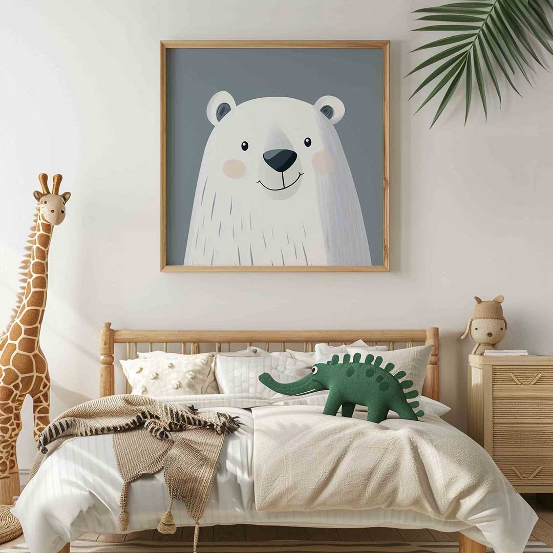 Schattige ijsbeer – vierkante kinderkamer wanddecoratie van WallArtistic