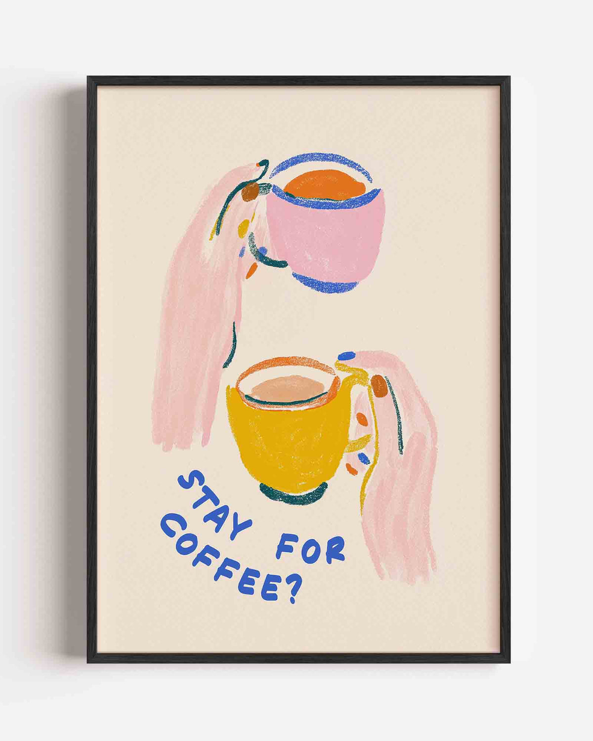 Kleurrijke koffiekopjes – keuken portret poster als wanddecoratie