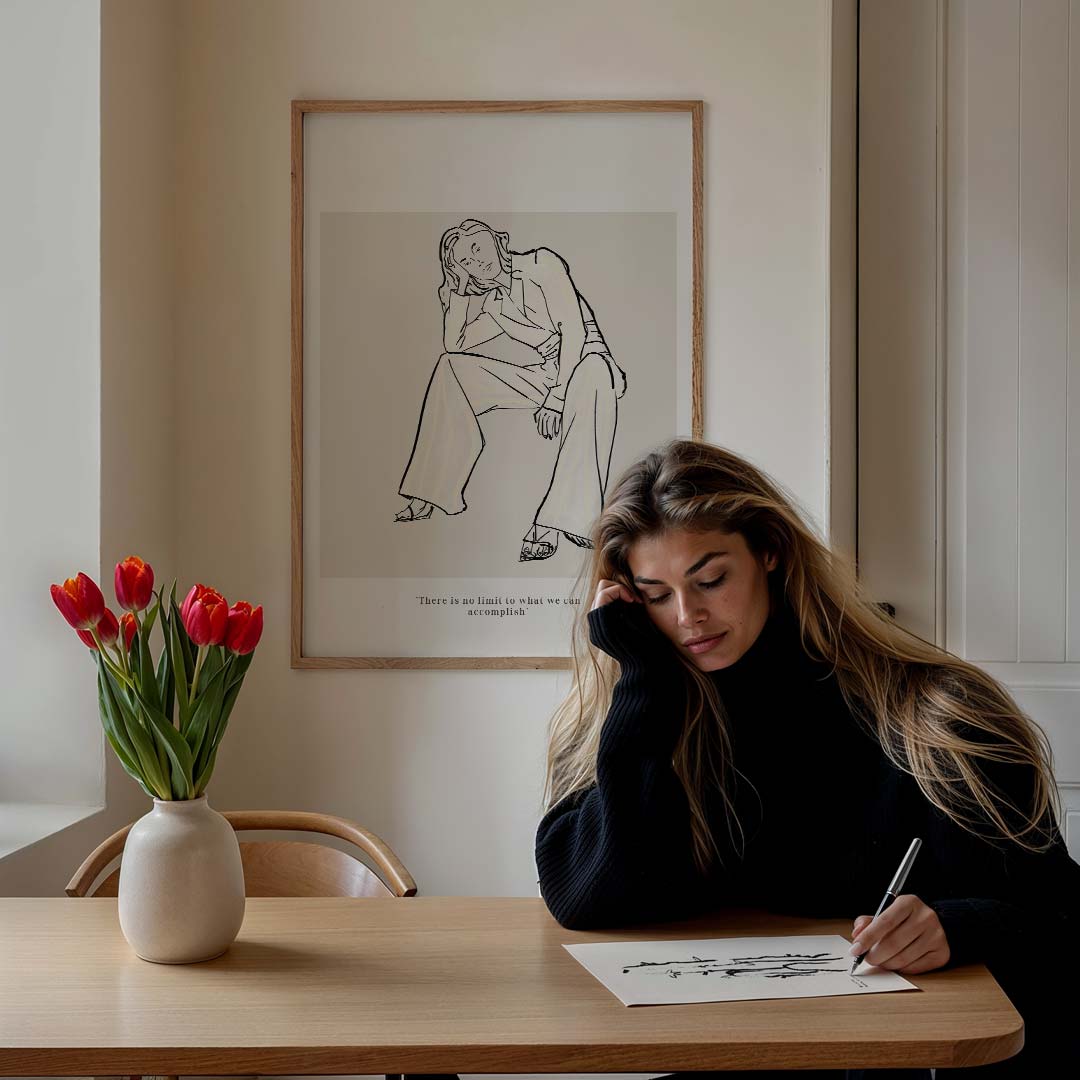 Inspirerende Damesportret – staande vrouwelijke wanddecoratie van WallArtistic