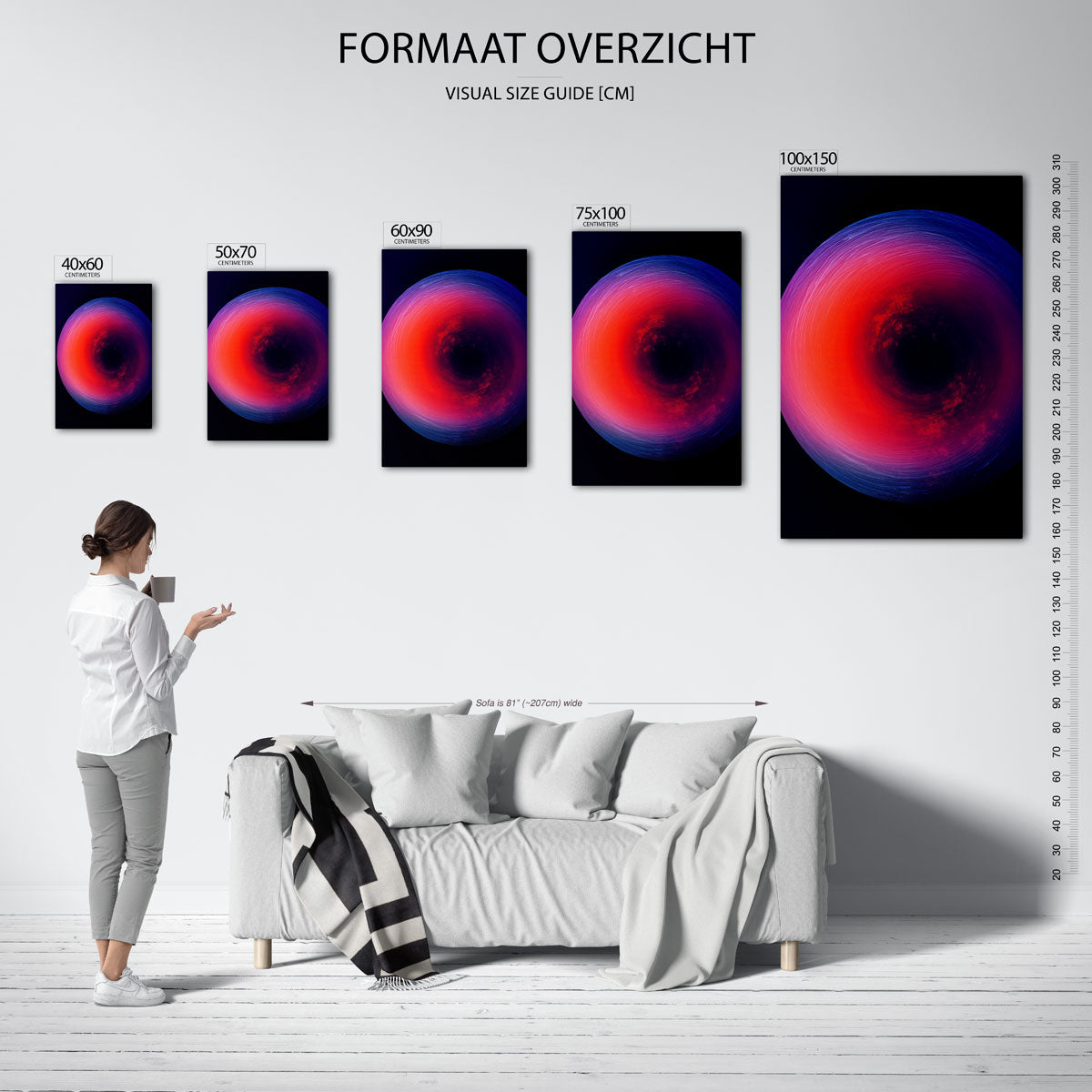 Kleurrijke cirkelvorm – moderne staande wandkunst