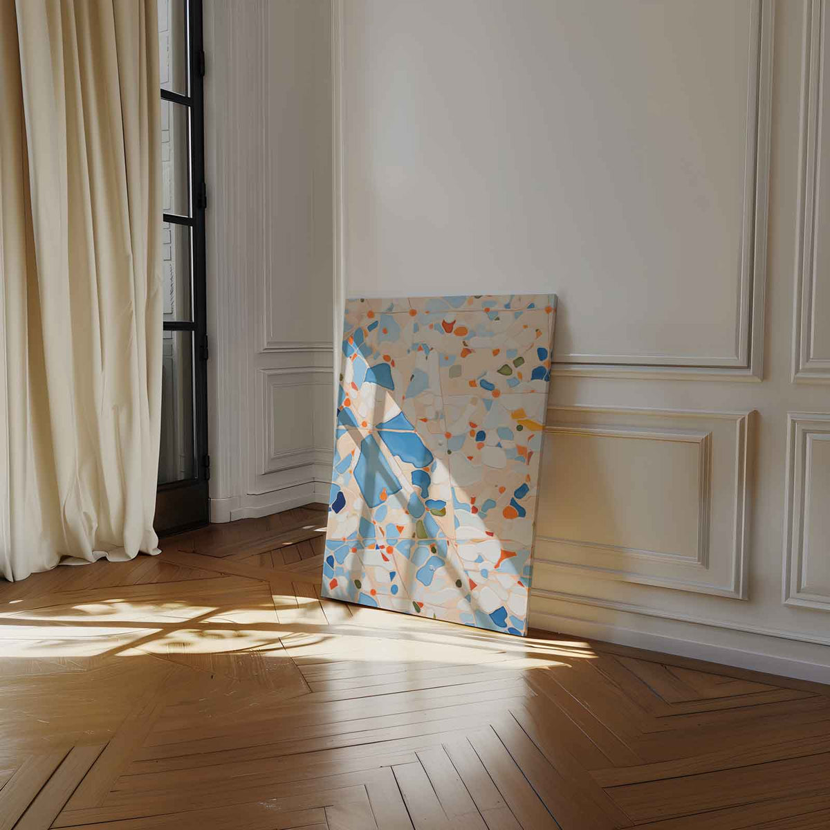 Vrolijk Abstract Patroon – dibond wanddecoratie in staand formaat