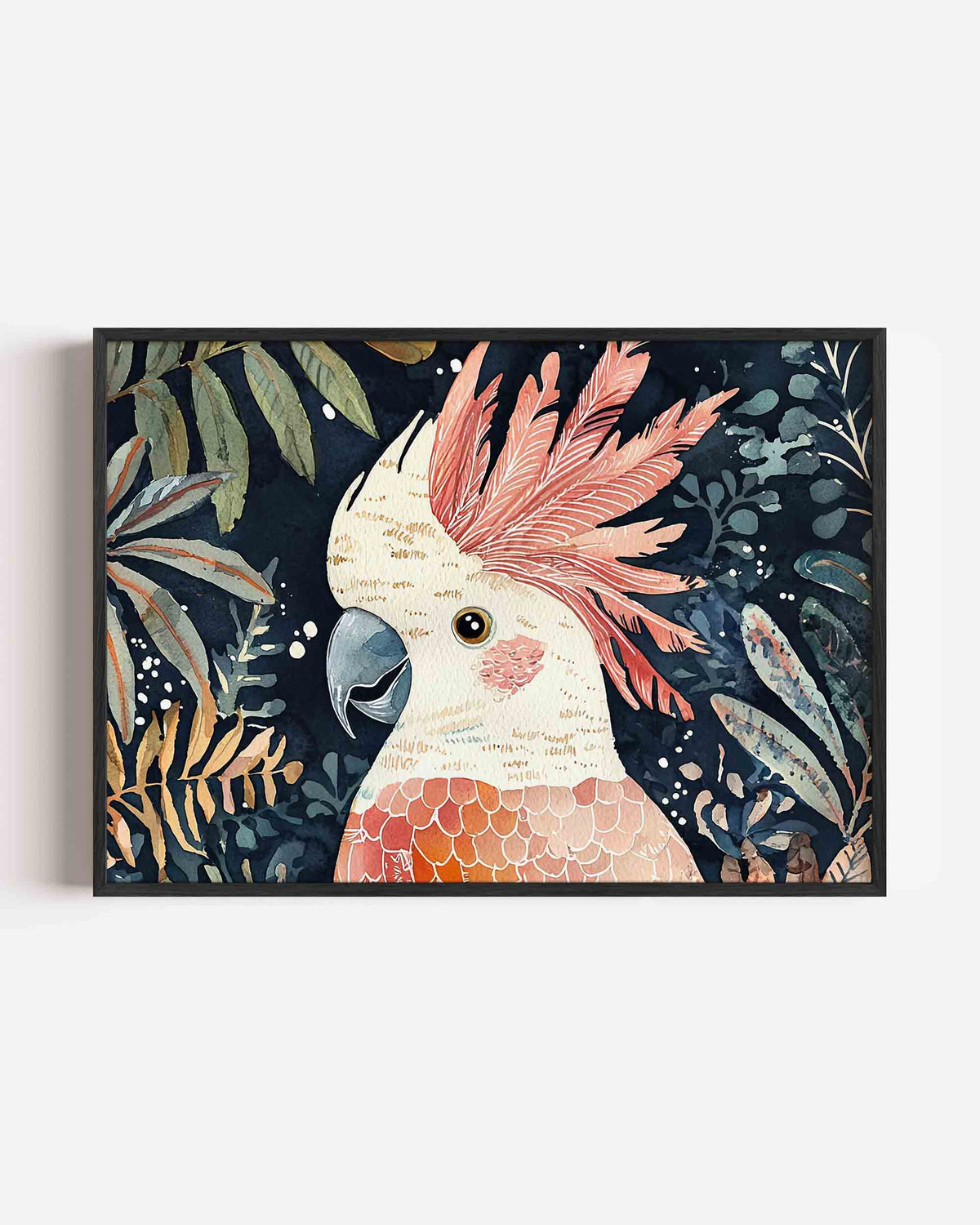 Papegaai met bladeren – dieren landscape poster als wanddecoratie