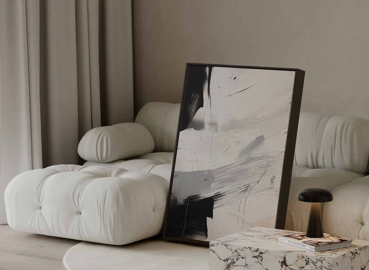 Mystiek in Monochroom – modern portret kunstwerk van WallArtistic