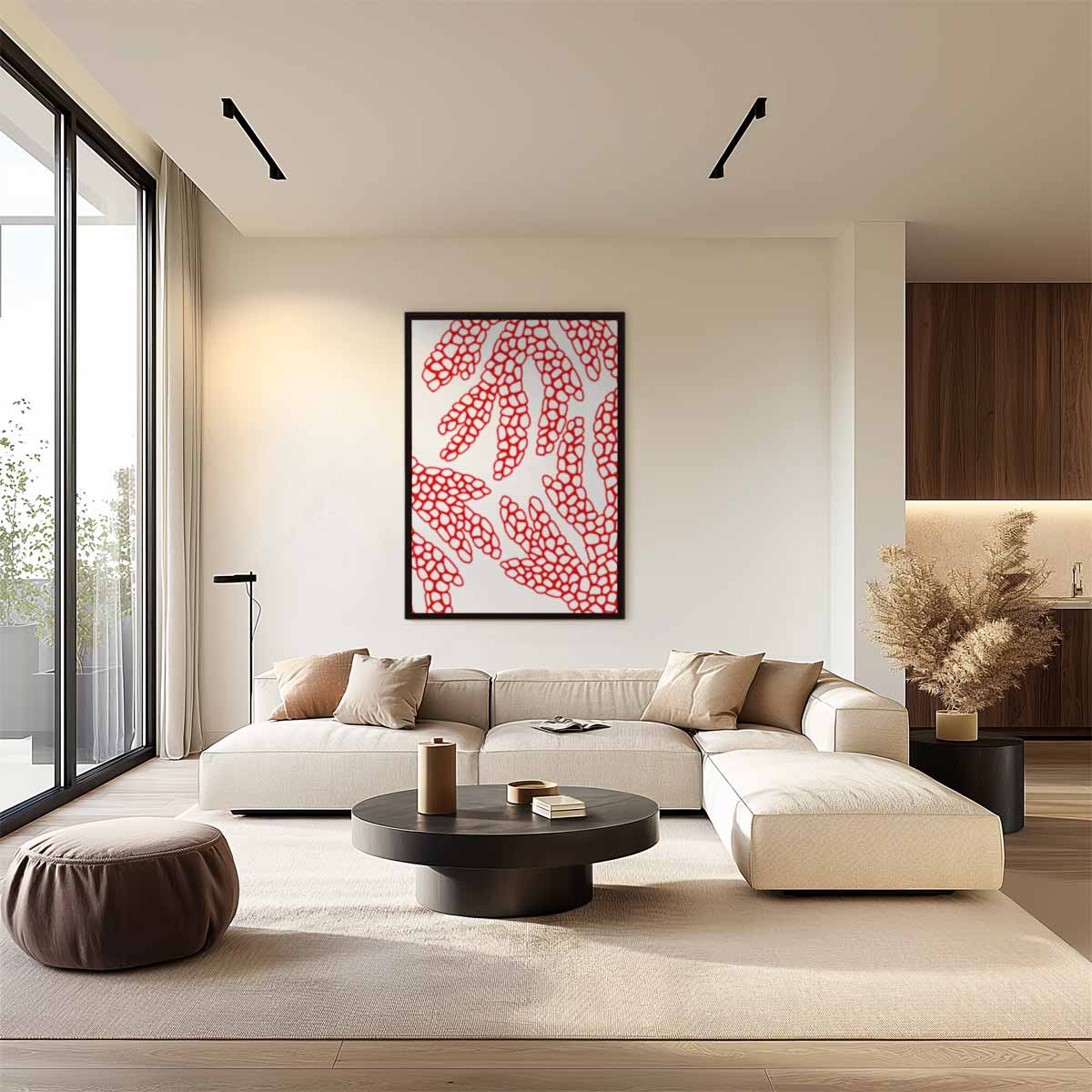 Bloemige Koraalvormen – plexiglas wanddecoratie in portret formaat