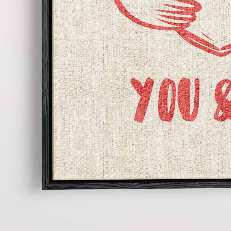 You & Me Knuffelharten – canvas wanddecoratie in portret formaat