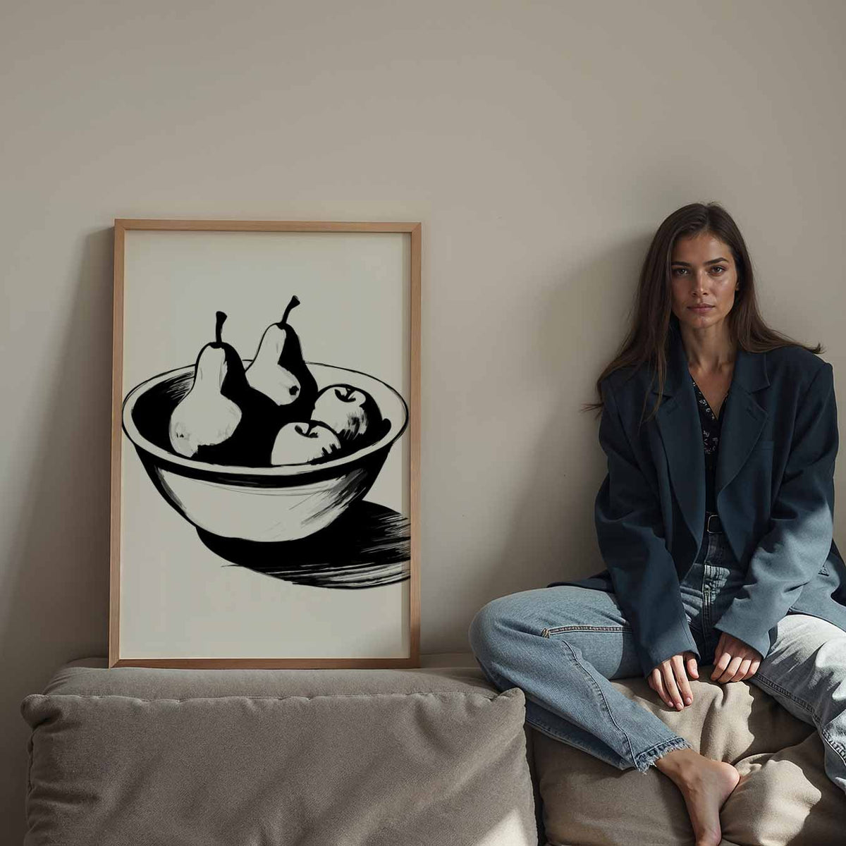 Smaakvolle Fruitschaal Illustratie – staande keuken wanddecoratie van WallArtistic