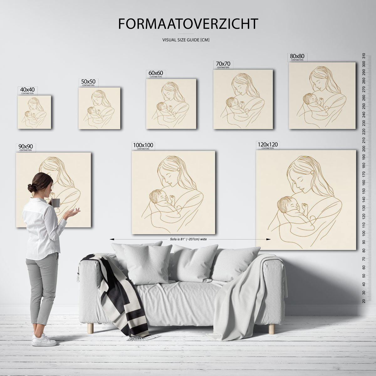 Moeder en kind – vierkante muurposter voor de kinderkamer