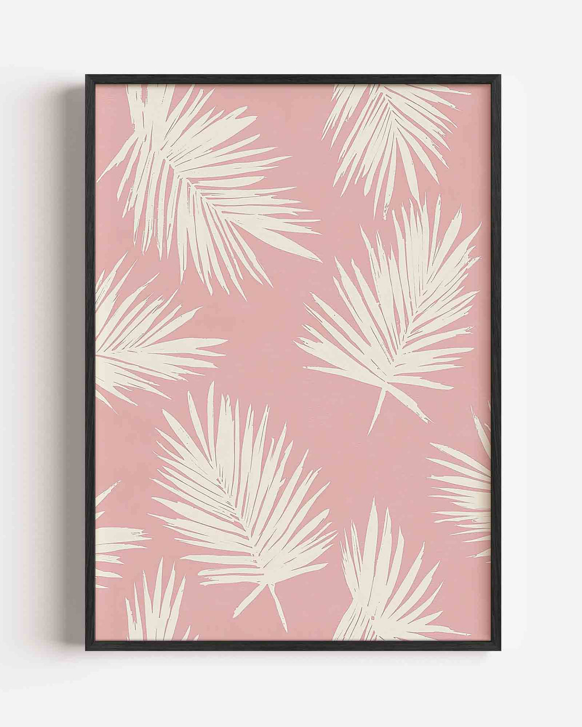 Beige bladeren op roze – hedendaagse illustratie portret poster als wanddecoratie