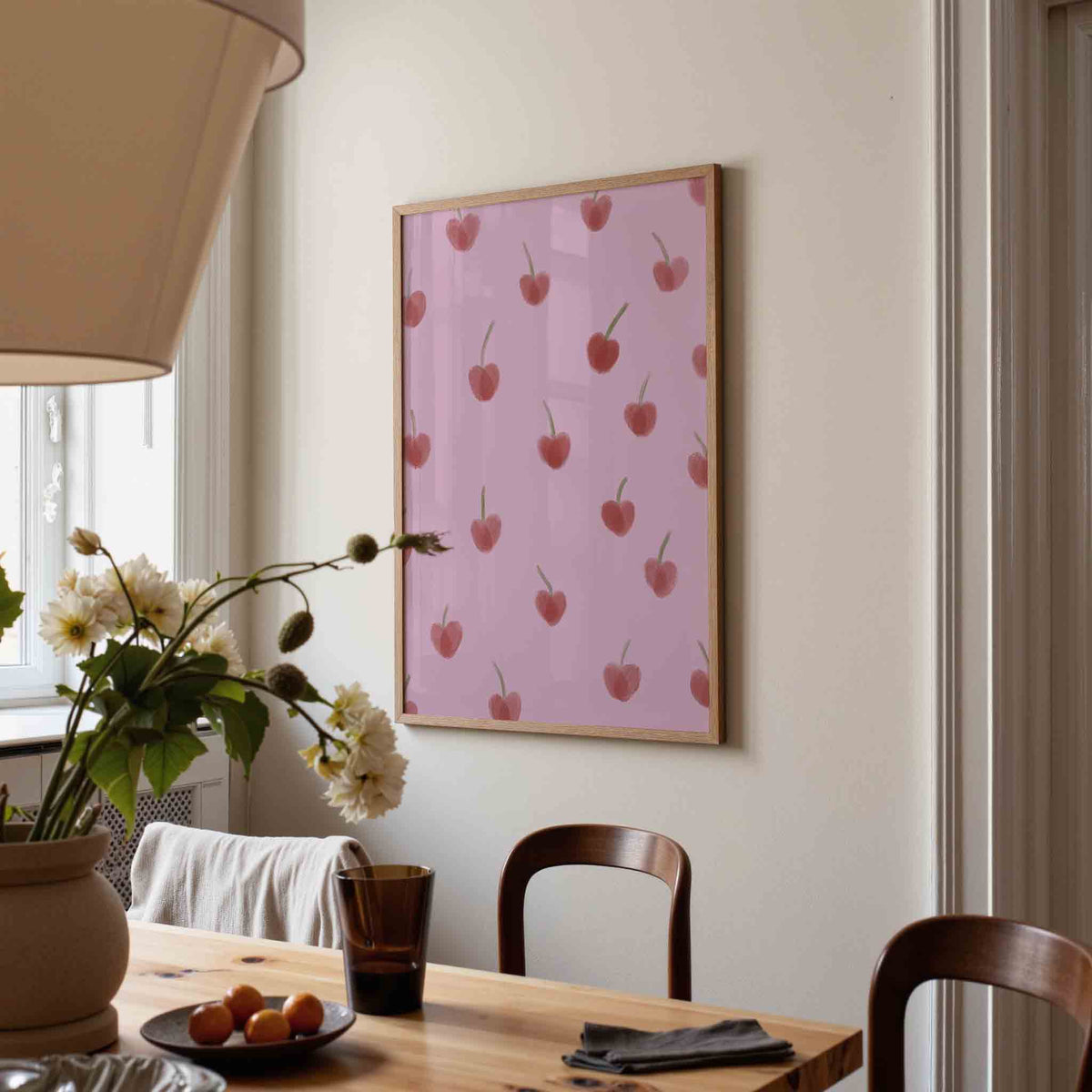 Kersenpatroon – kunst en design poster in portret formaat