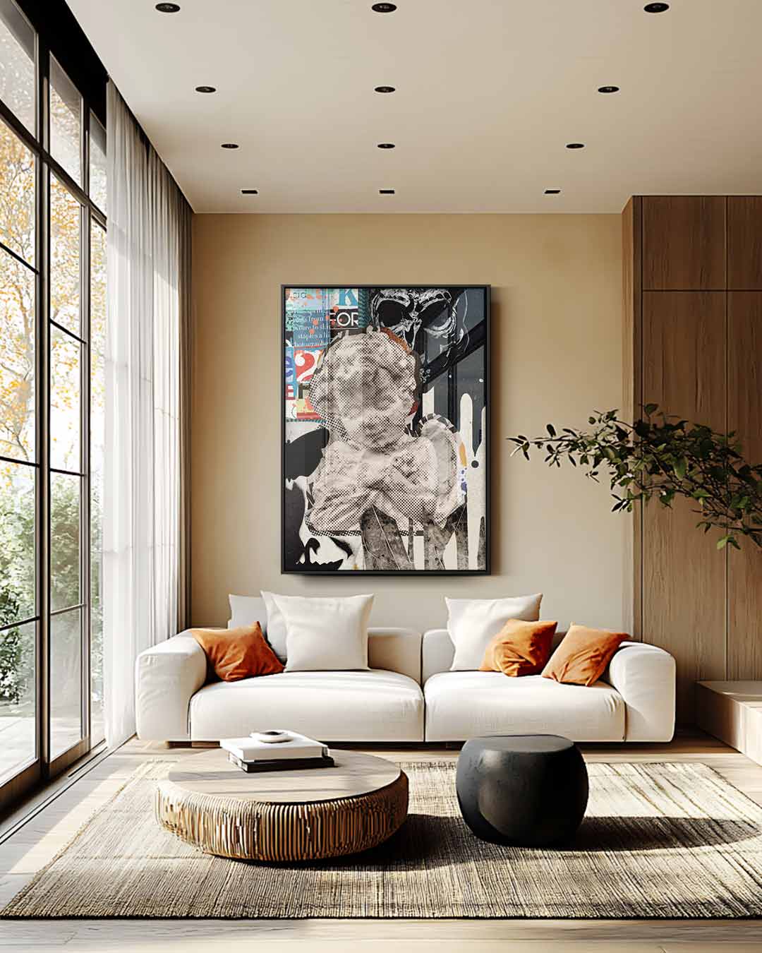 Modern Collage met Antieke Invloeden – canvas wanddecoratie in portret formaat