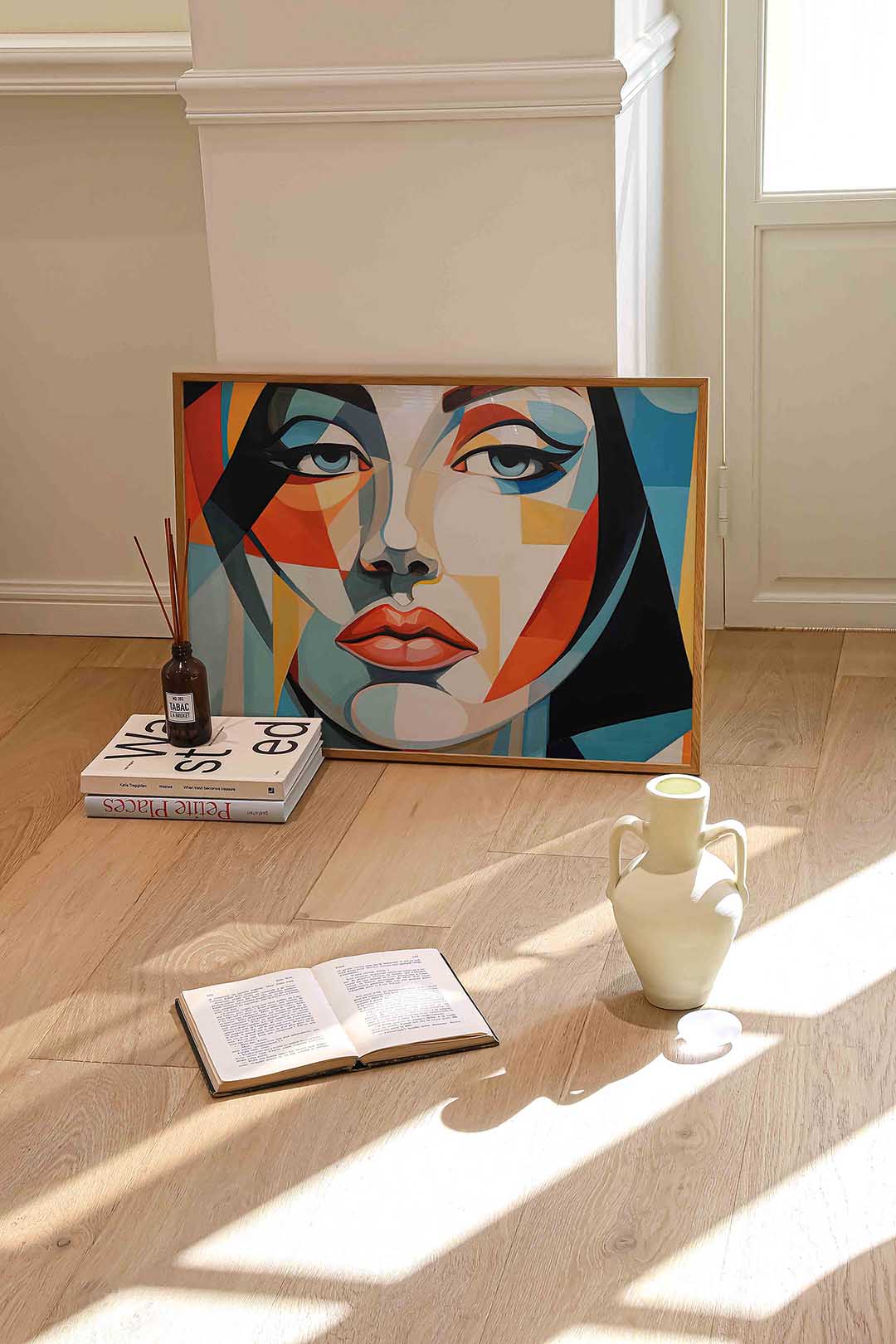 Geometrisch gezicht – liggende portret wanddecoratie van WallArtistic