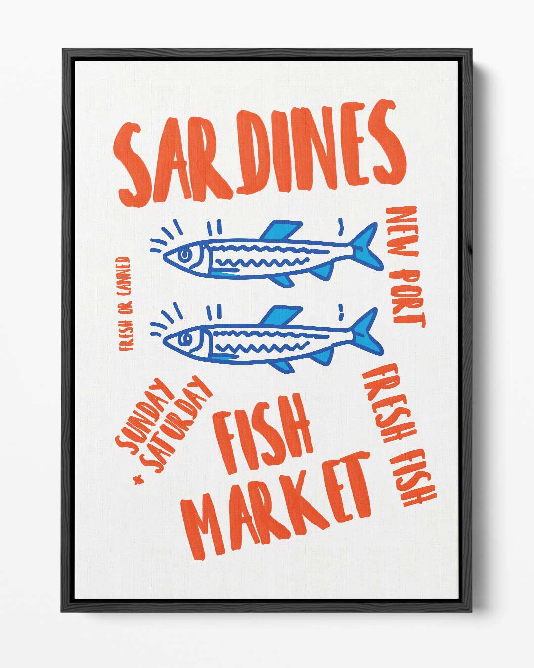 Retro Sardiens Vismarkt Poster – portret kunstwerk als wanddecoratie