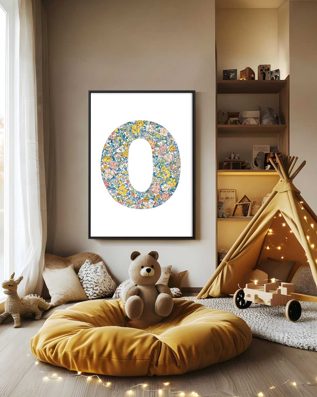Bloemenpracht in Cijfer 0 – staand kunstwerk voor modern interieur