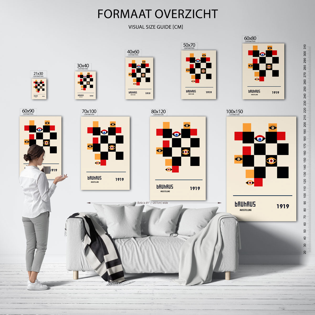 Vormen en ogen – geometrische poster in Bauhaus-stijl van WallArtistic