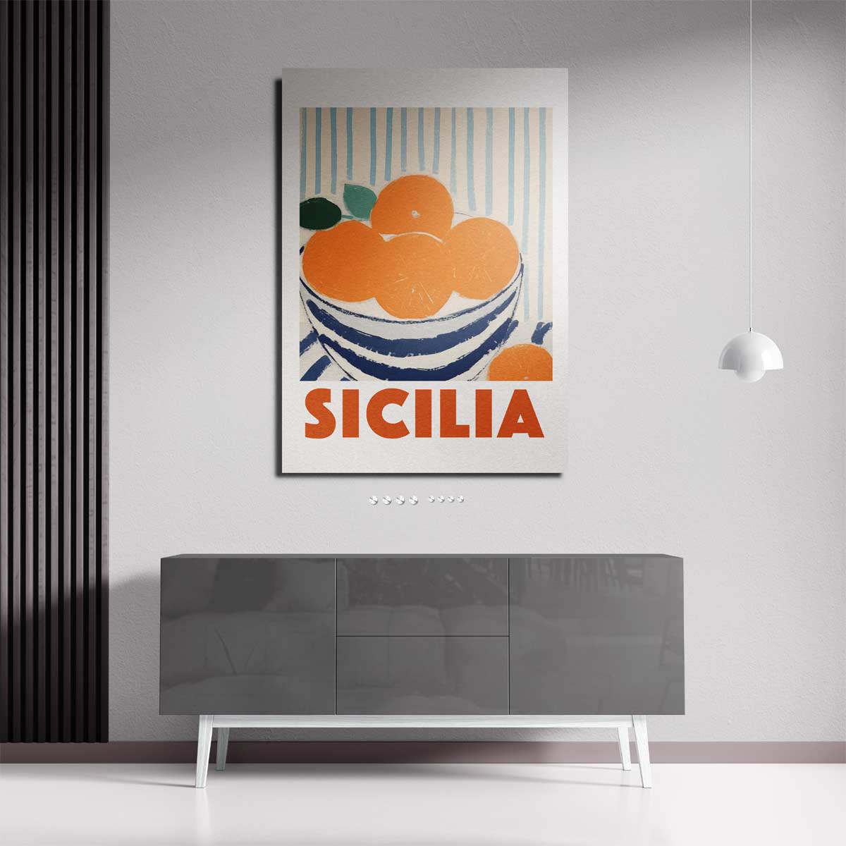 Siciliaanse Sinaasappels in Strepen – dibond wanddecoratie in staand formaat