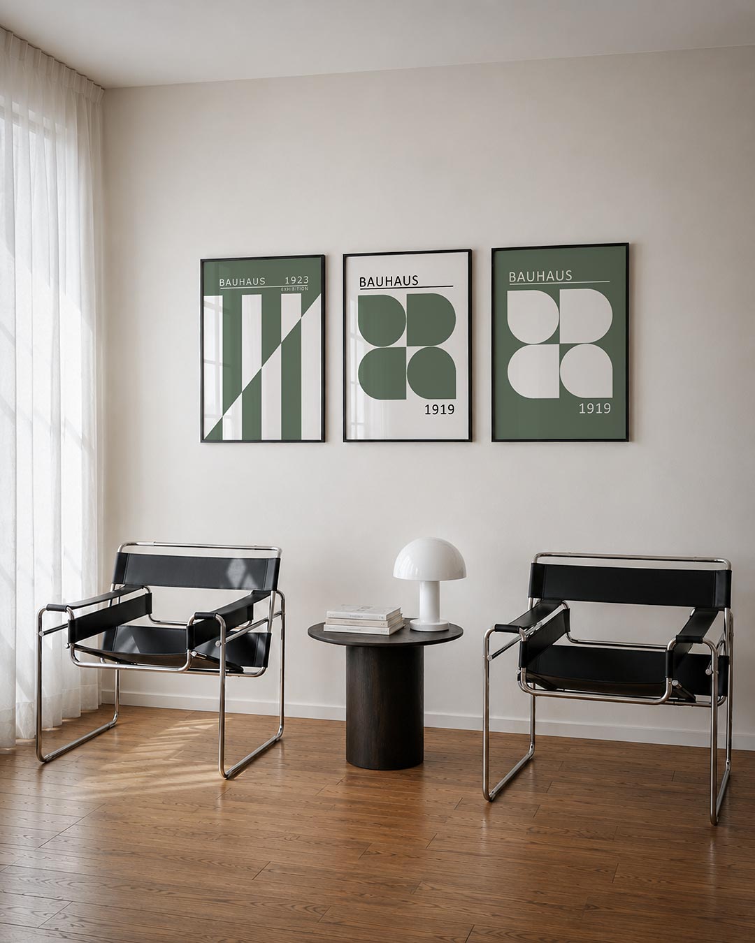 Lijnen en vlakken posterset – tweede productweergave – deze posterset in drie delen toont een spel van verticale en diagonale