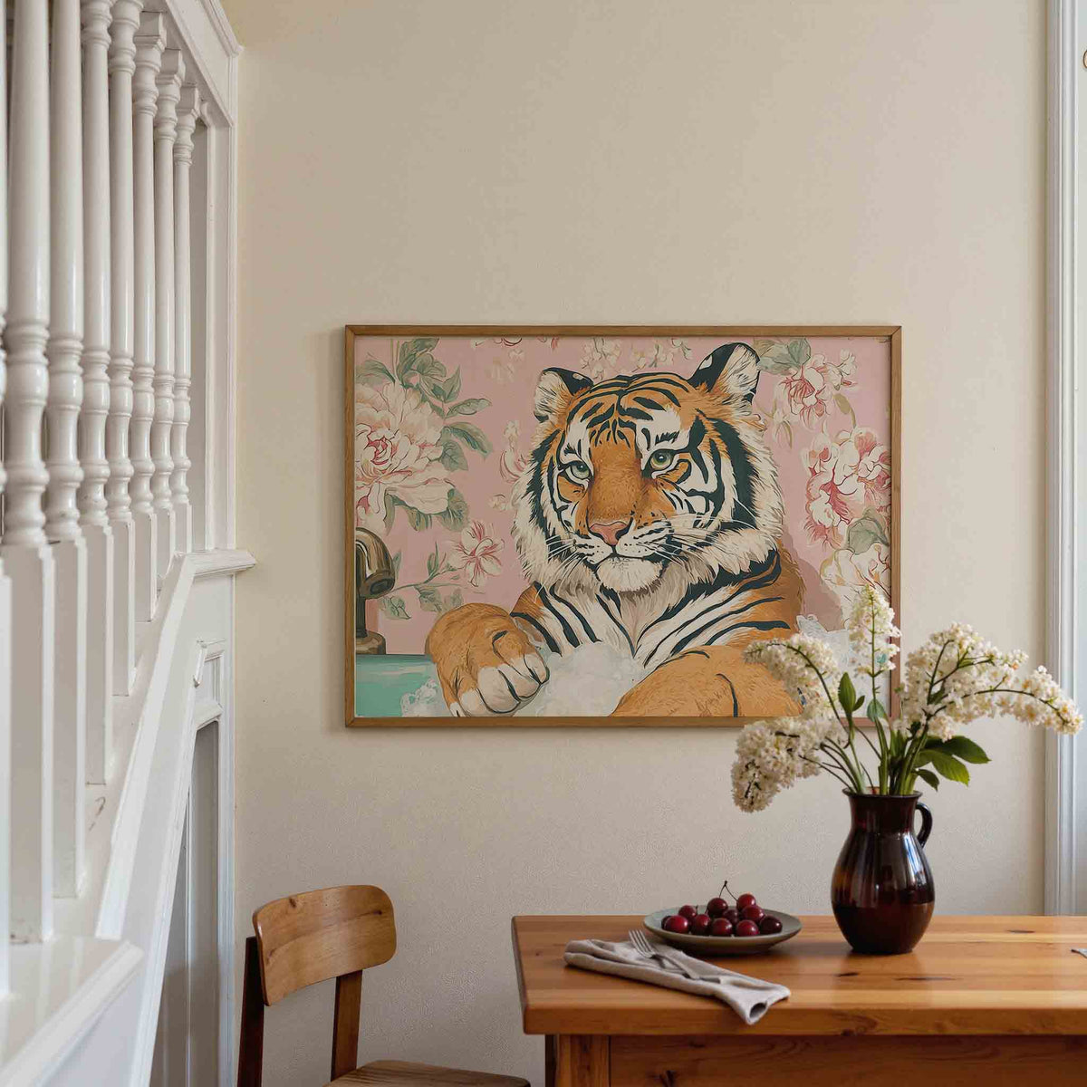 Tijger in bad – dieren poster in liggend formaat