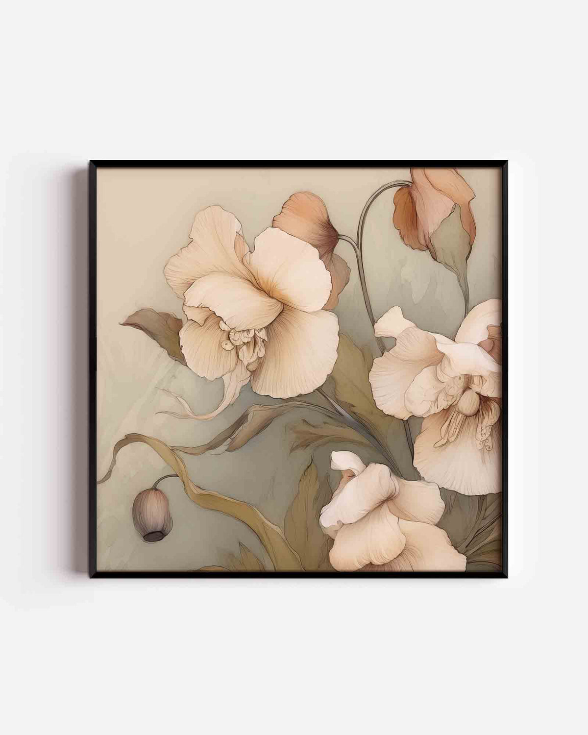 Bloemen in zachte tinten – bloemen vierkante poster als wanddecoratie
