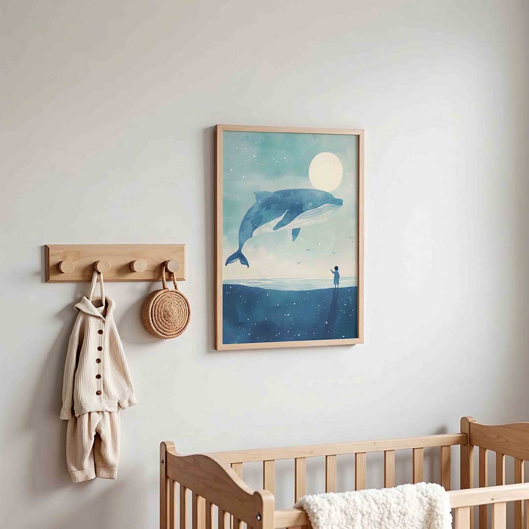 Walvis en kind – kinderposter in staand formaat