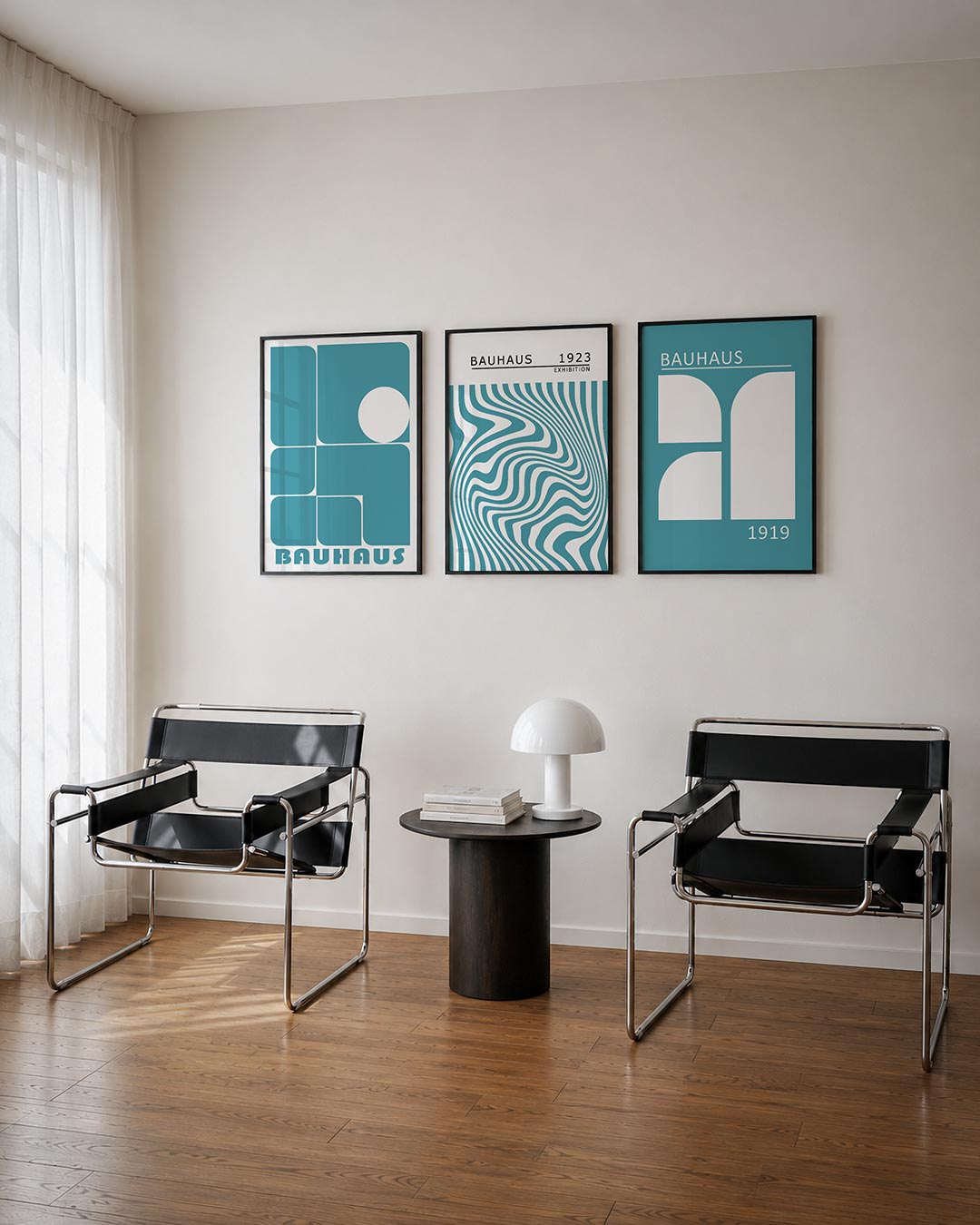 Vorm en kleur posterset – derde productweergave – deze posterset in drie delen toont een speelse ordening van rechthoeken en
