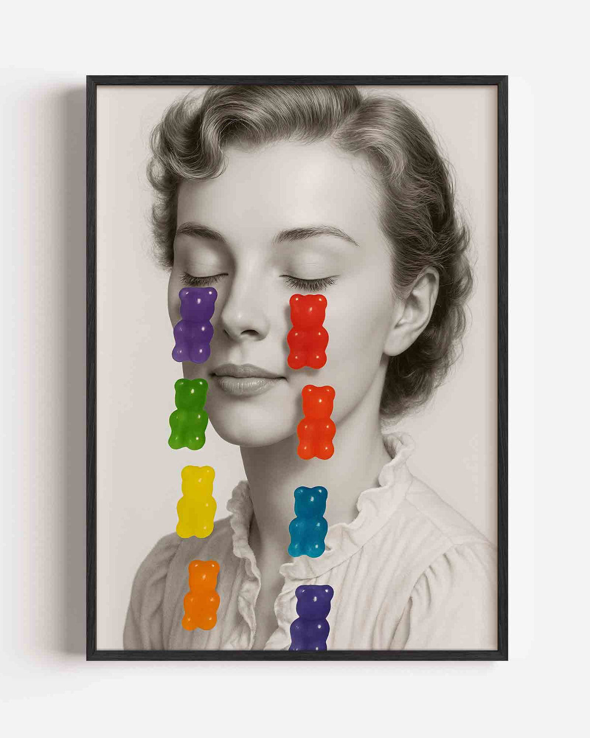 Portret met kleurrijke beren – Pop Art en Streetart portret poster als wanddecoratie