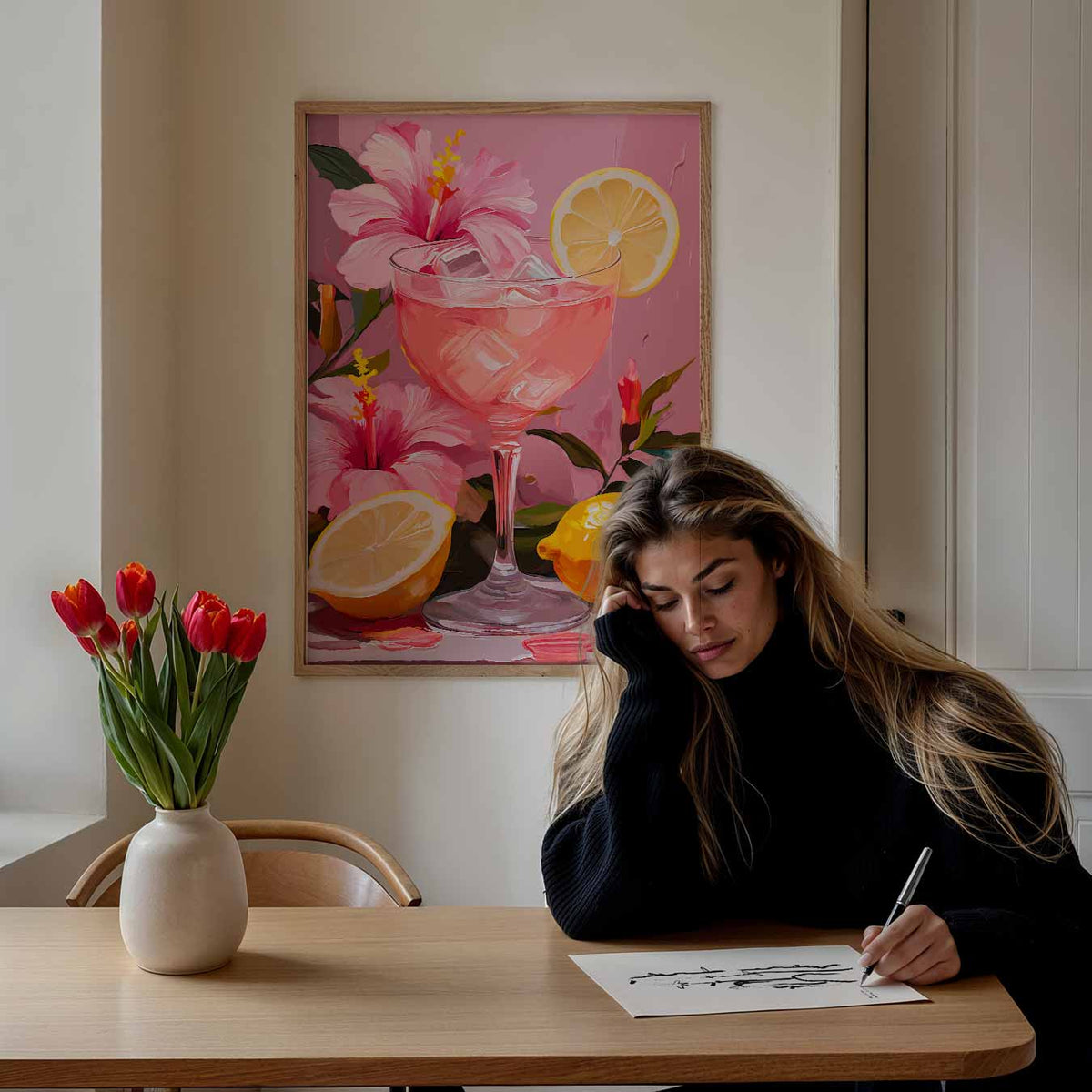 Roze Sommer Sips – keuken portret poster, afbeelding 7