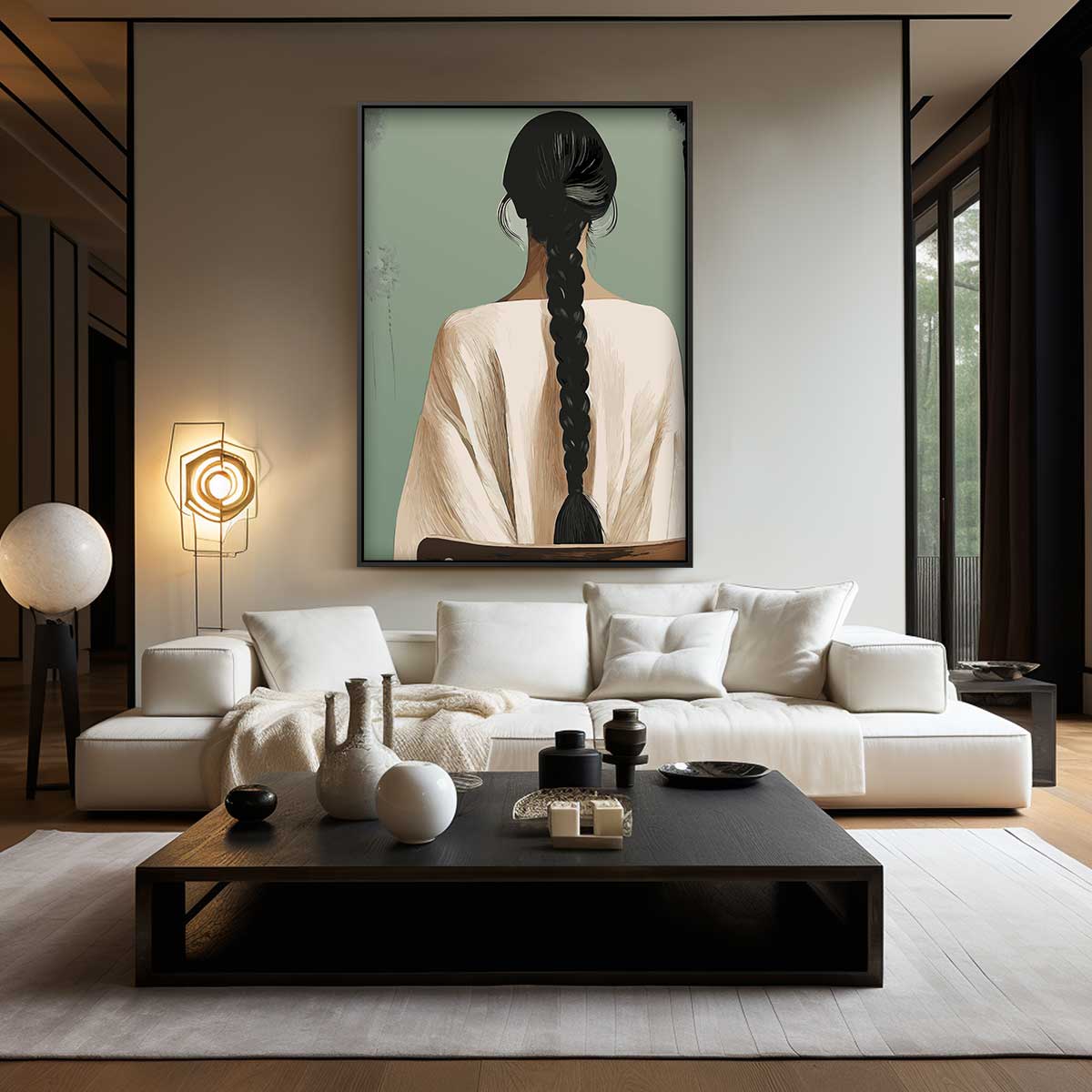Vrouw met Vlecht – plexiglas wanddecoratie in portret formaat