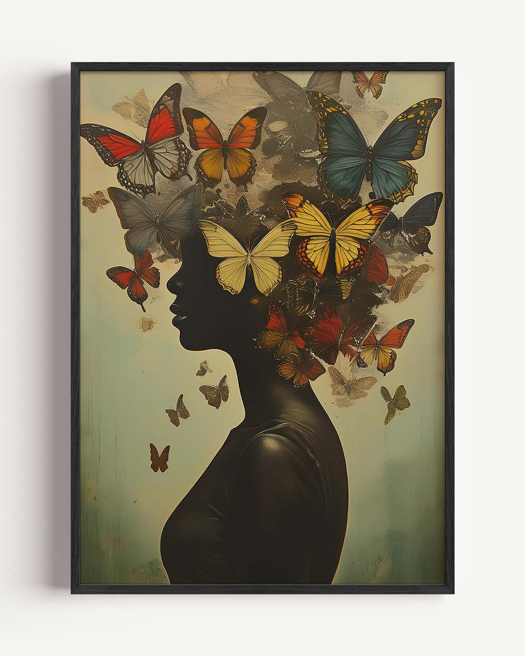 Vlinder Silhouet – Popart en Streetart portret poster als wanddecoratie