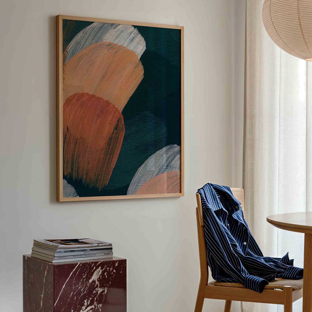 Abstracte penseelstreken – artistieke poster in staand formaat