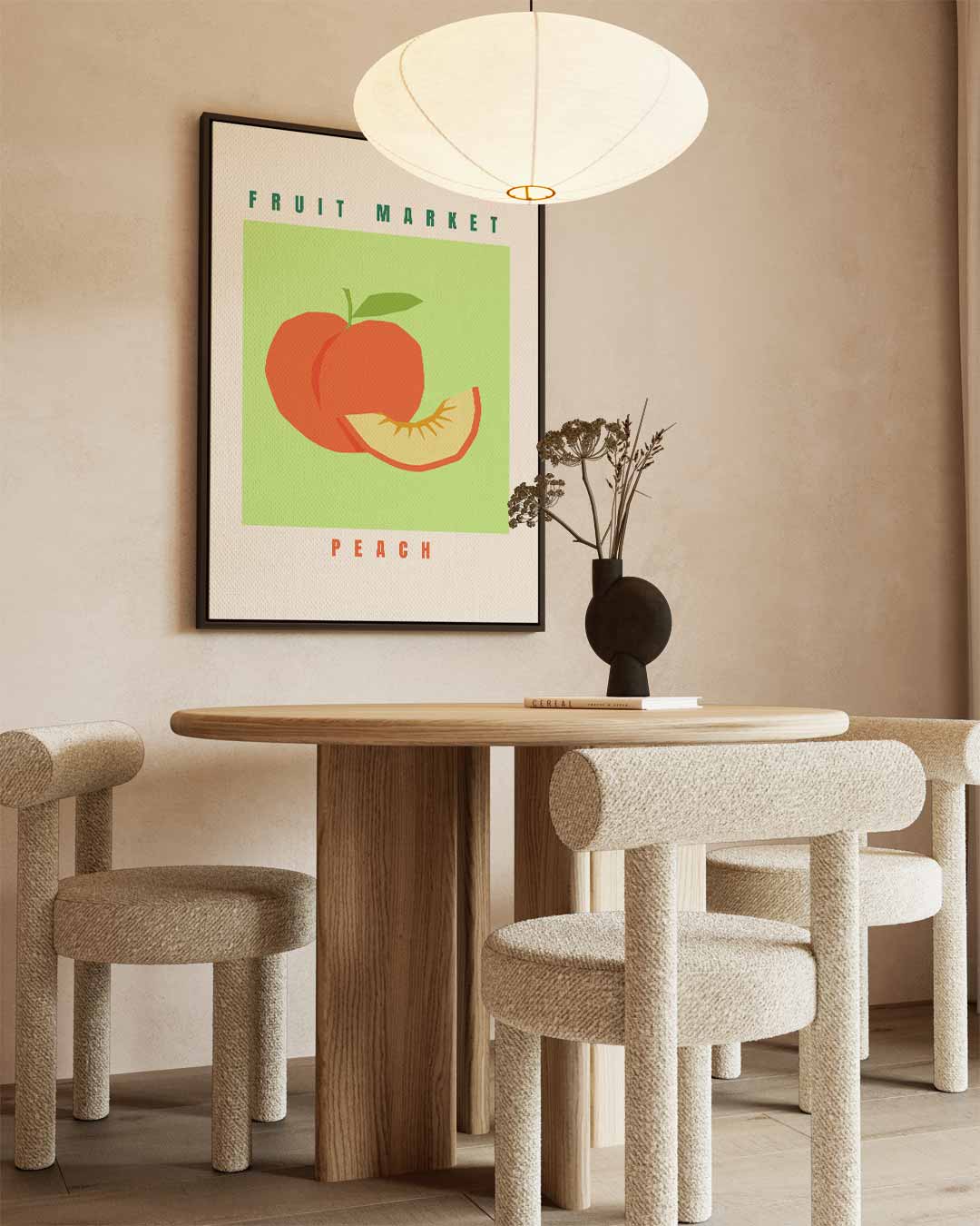 Fruit Market Perzik Poster – canvas wanddecoratie in portret formaat