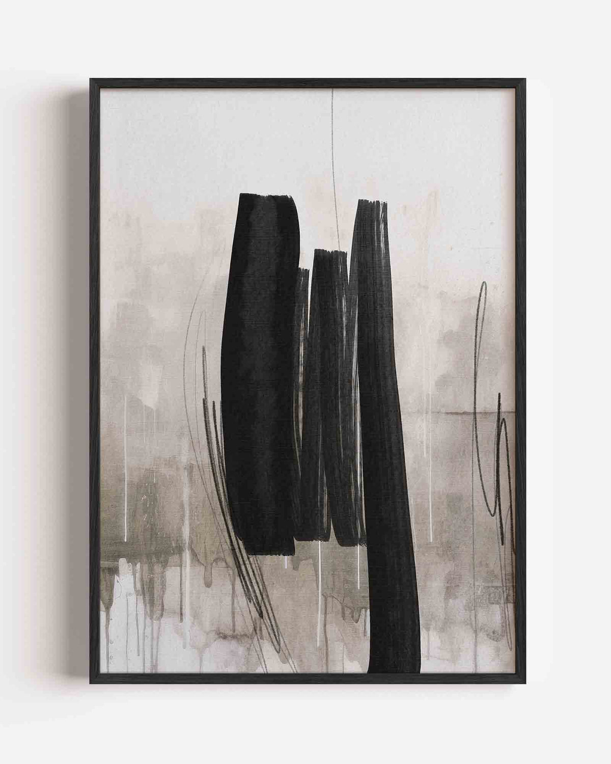 Abstracte zwarte vormen – zacht abstracte portret poster als wanddecoratie