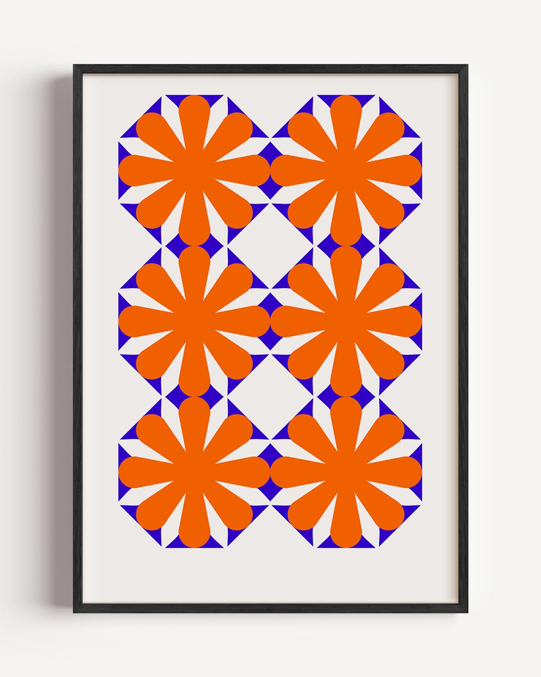 Retro Bloemenpatroon – kleurrijke abstracte portret poster als wanddecoratie