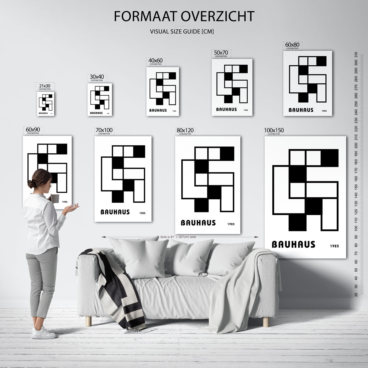Vormritme en lijnen – geometrische poster in Bauhaus-stijl van WallArtistic