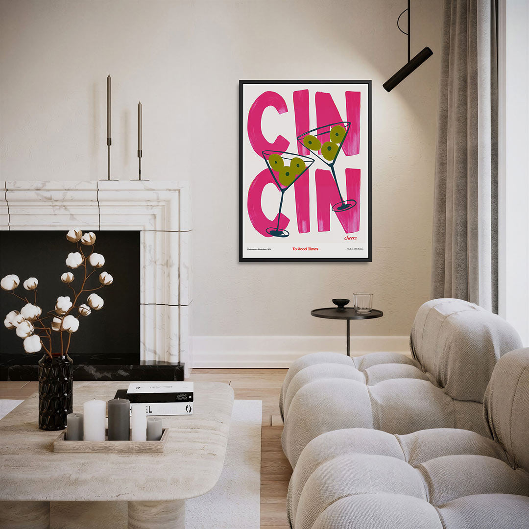 Vrolijke cocktail illustratie – moderne staande wandkunst