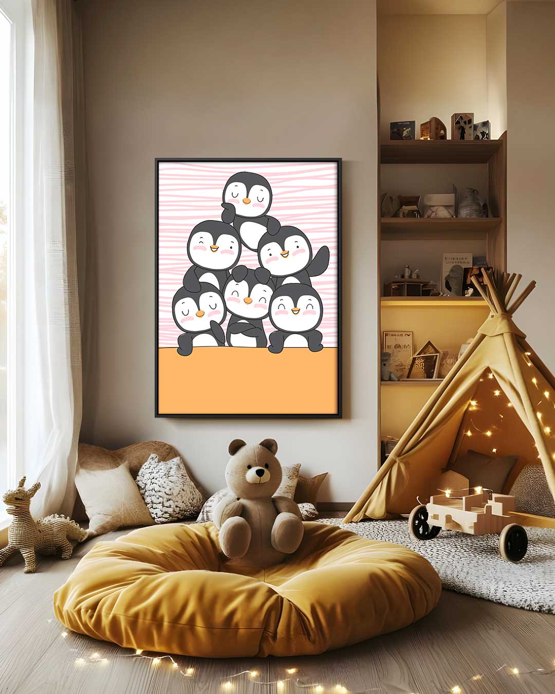 Vrolijke Pinguïn Vriendjes – modern portret kunstwerk van WallArtistic