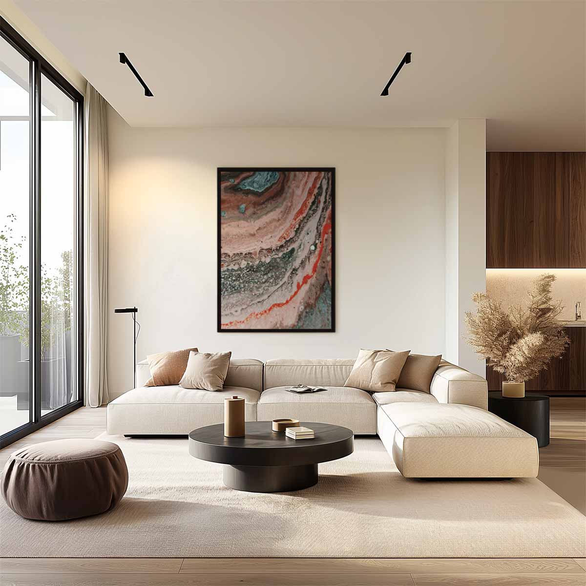 Kleurrijke Whirlpool – kunstwerk met zwarte baklijst