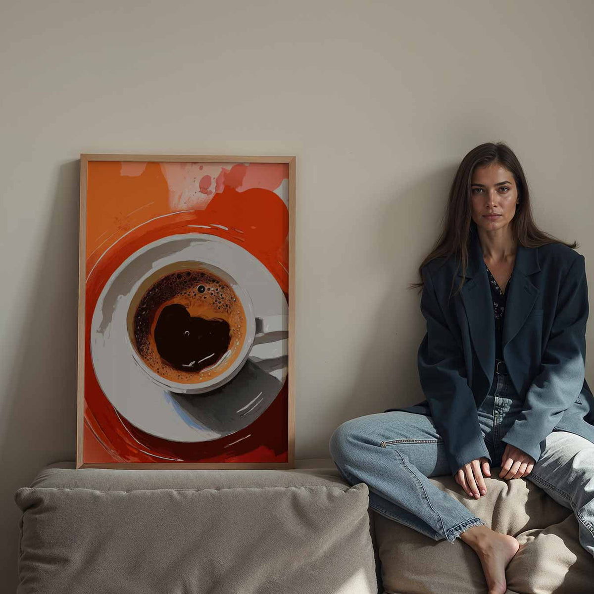 Warm Hart Cappuccino – staande keuken wanddecoratie van WallArtistic