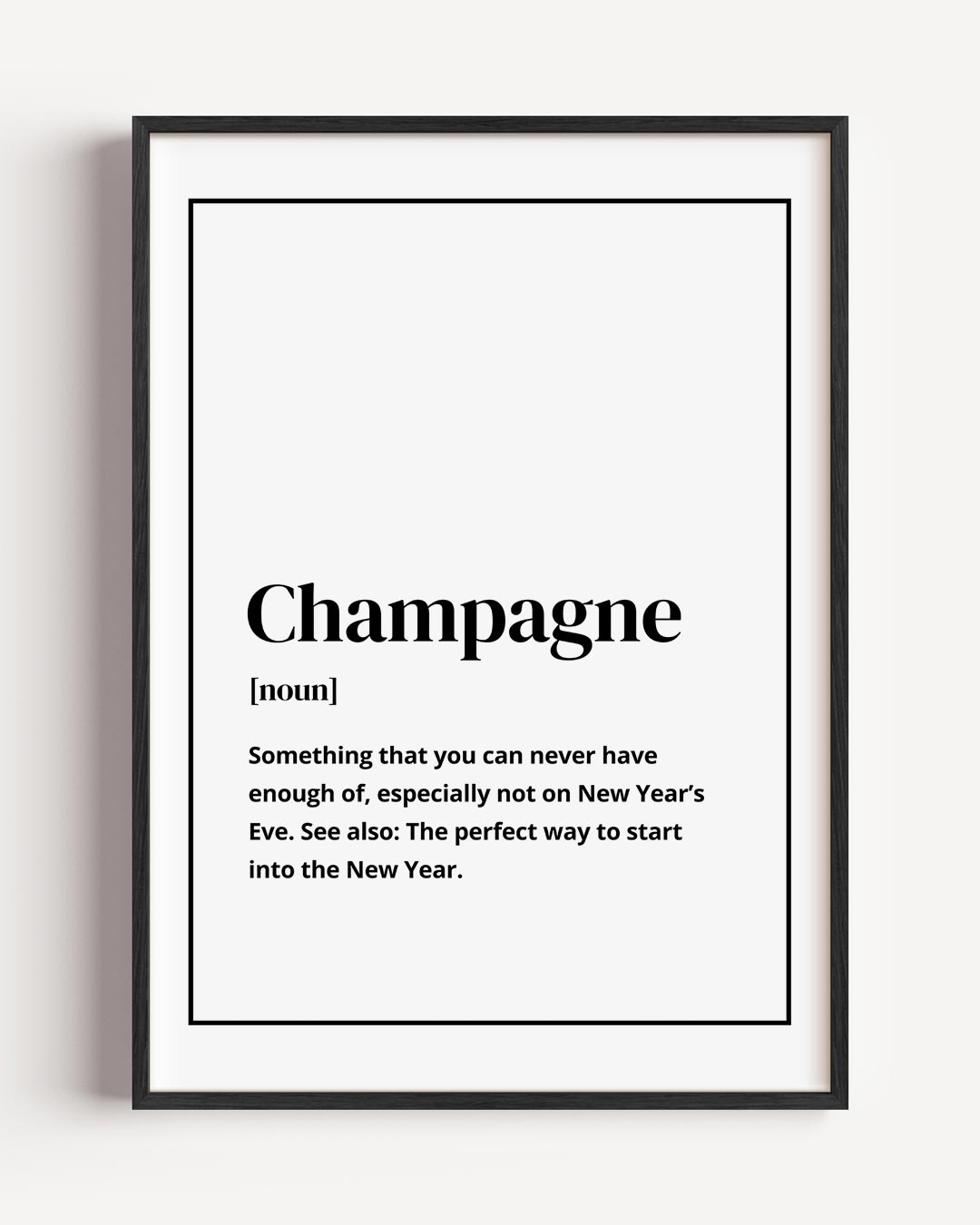 Speelse Champagne Definitie – kerst portret poster als wanddecoratie