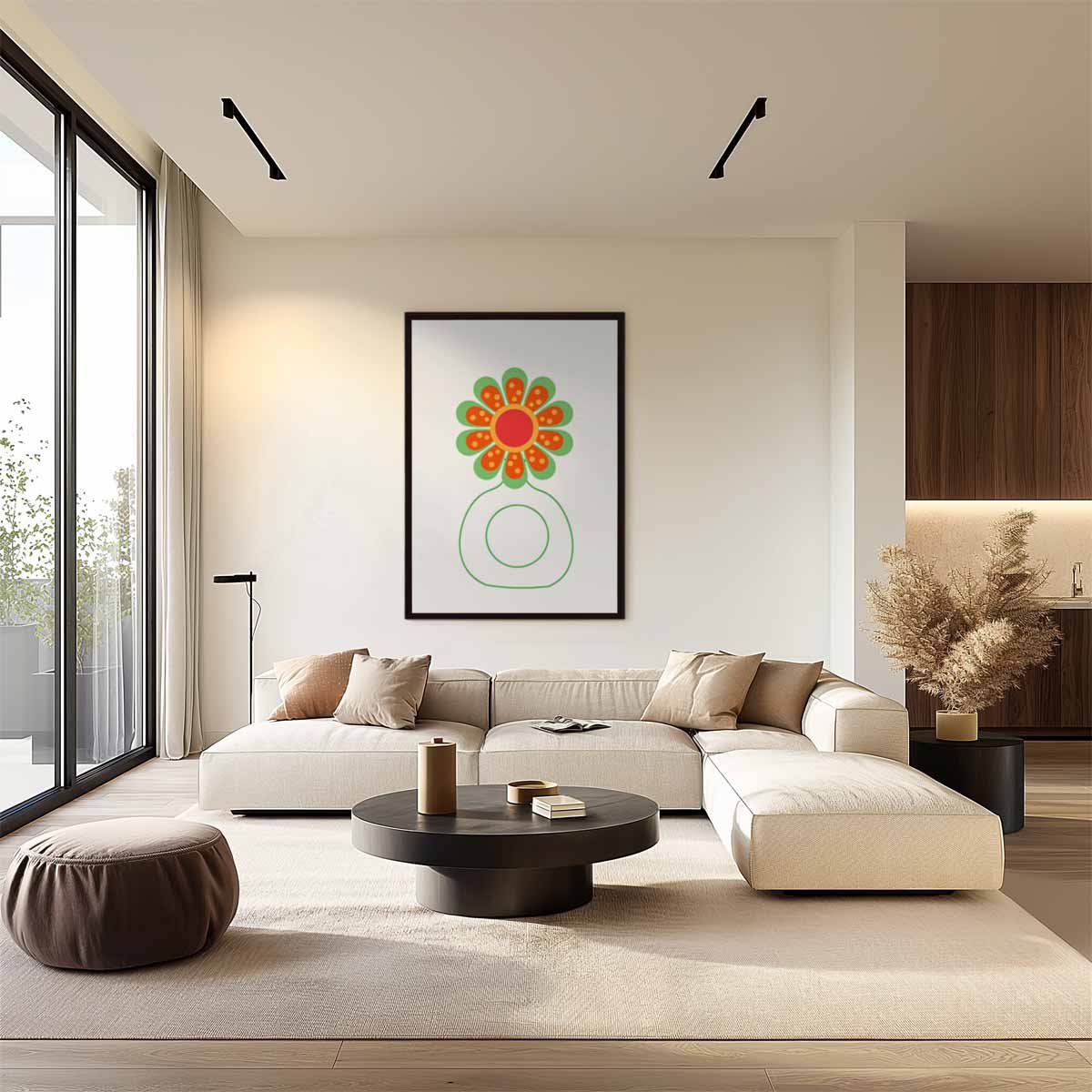 Vrolijke Bloem Illustratie – plexiglas wanddecoratie in portret formaat