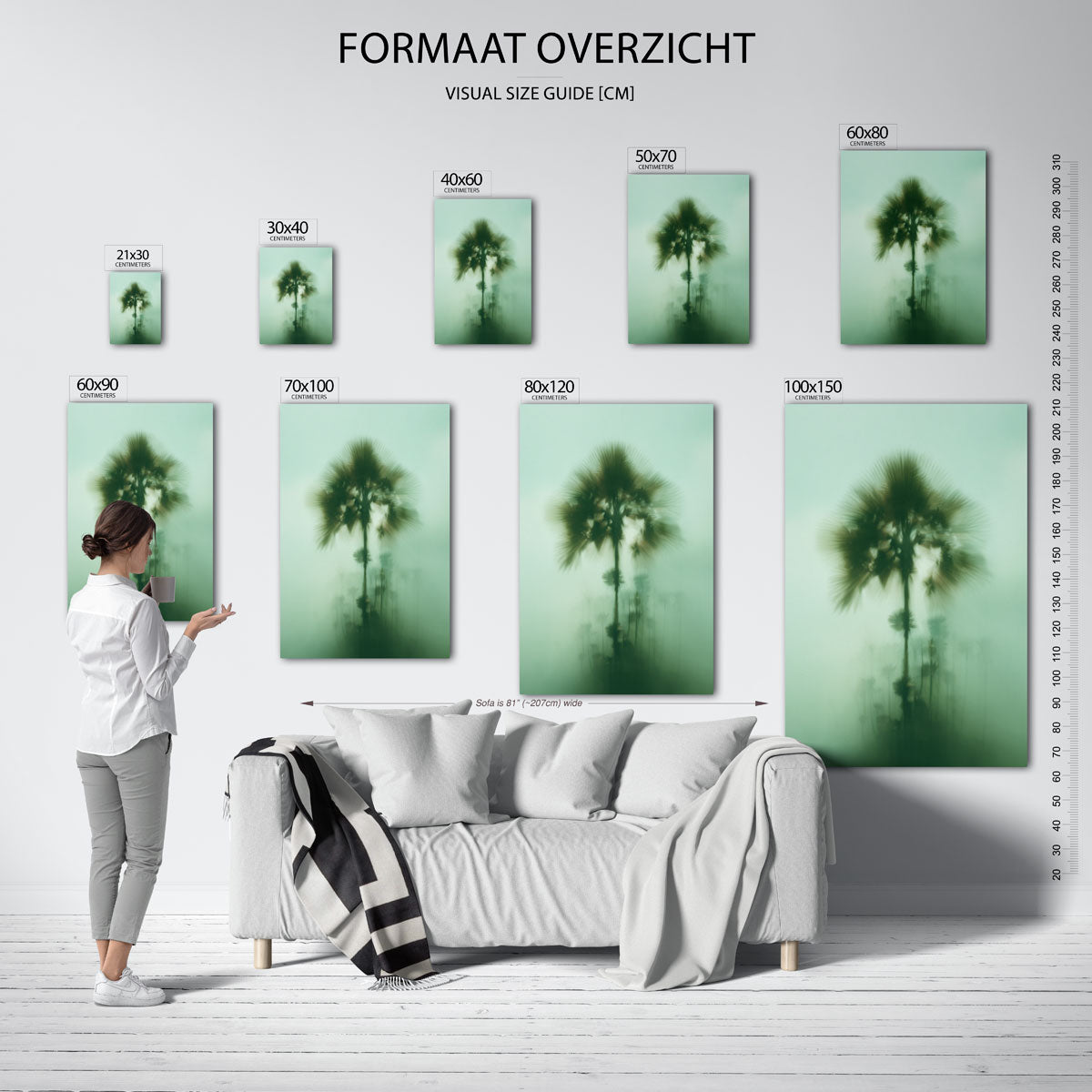 Palmbomen in mist – staande muurposter met jungle thema
