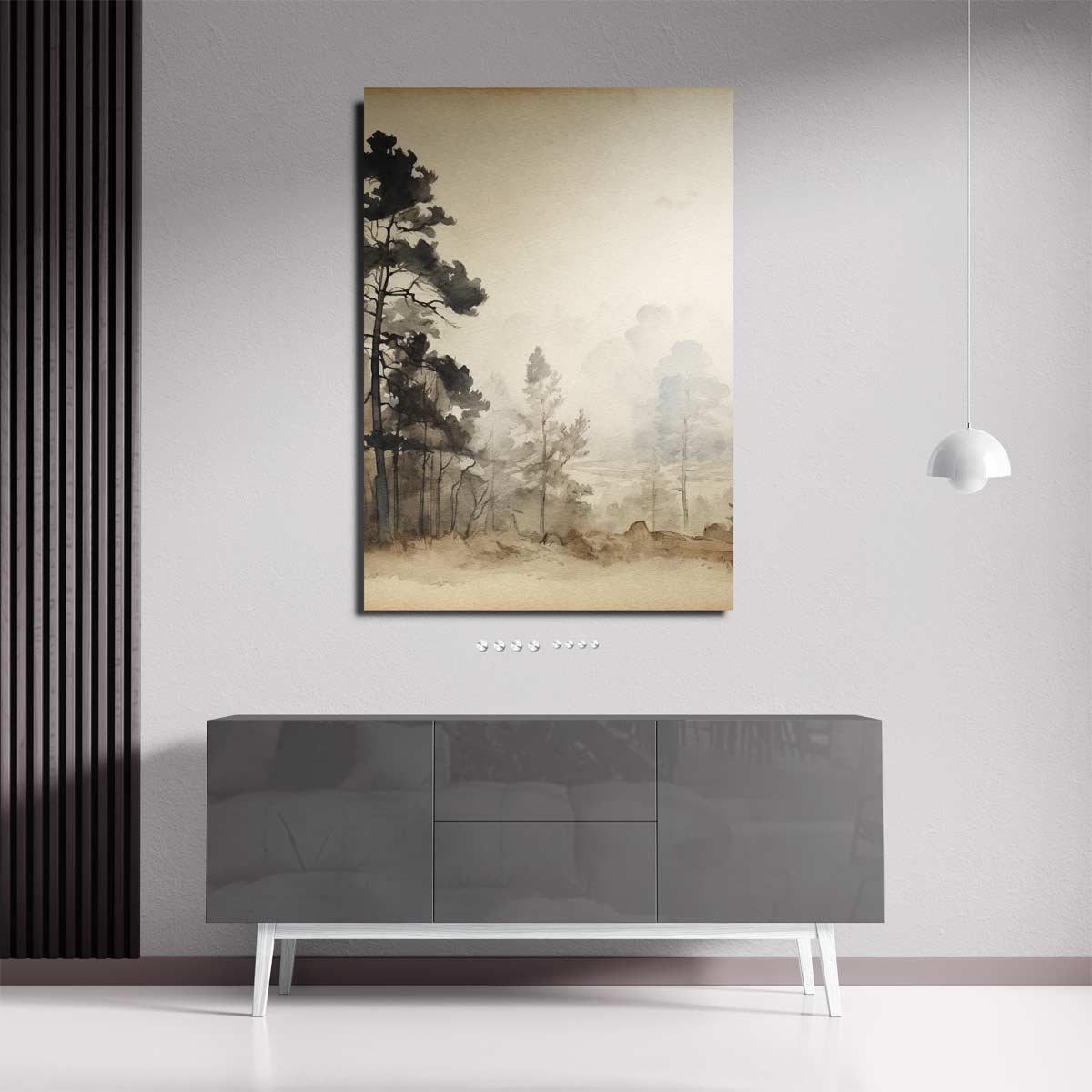 Rustige Bosmist – plexiglas wanddecoratie in portret formaat