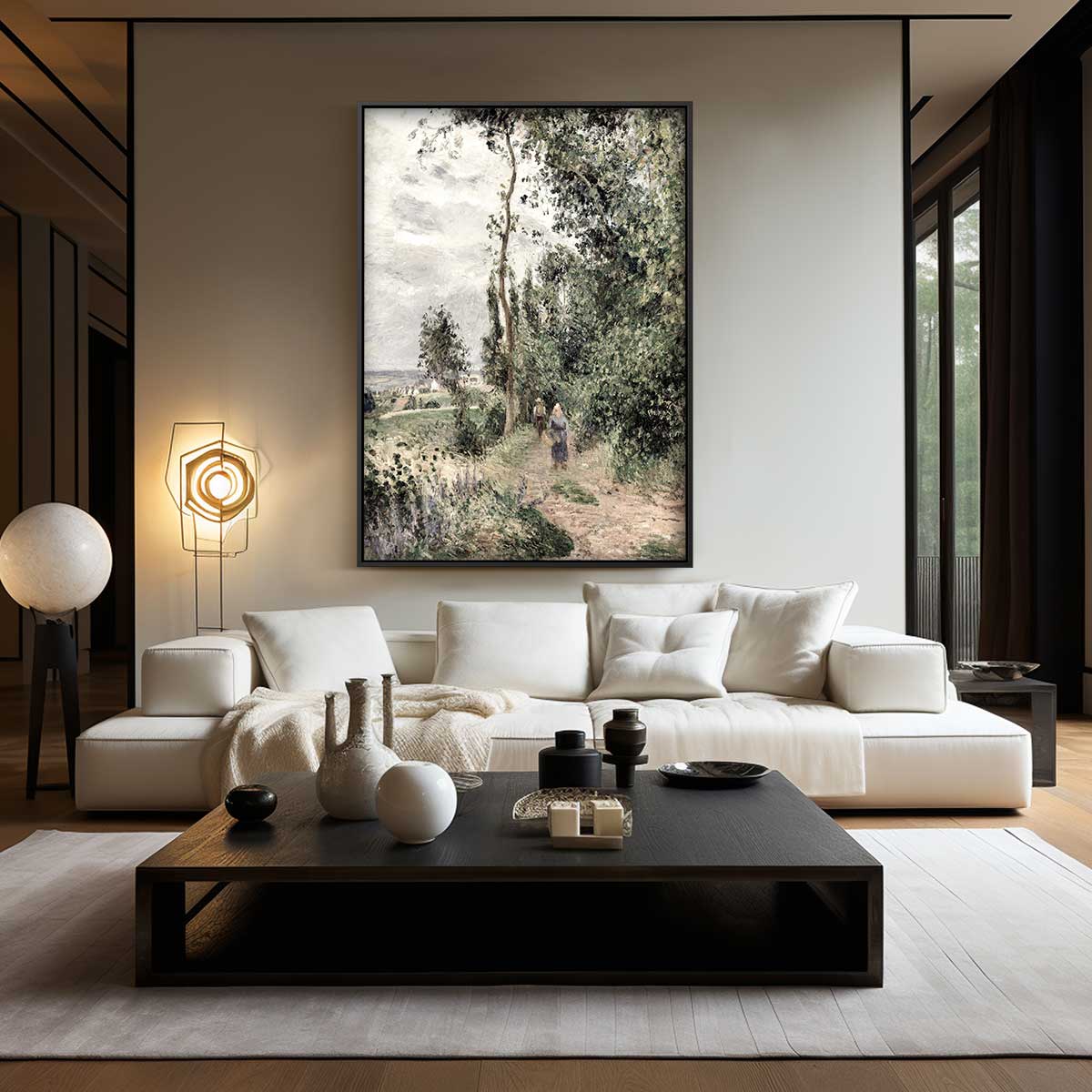 Rustig Pad door een Bosrijk Landschap – staand kunstwerk voor modern interieur