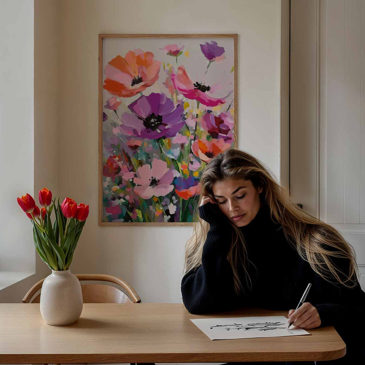 Bloemenpracht in Kleur – bloemen poster als moderne staande wanddecoratie