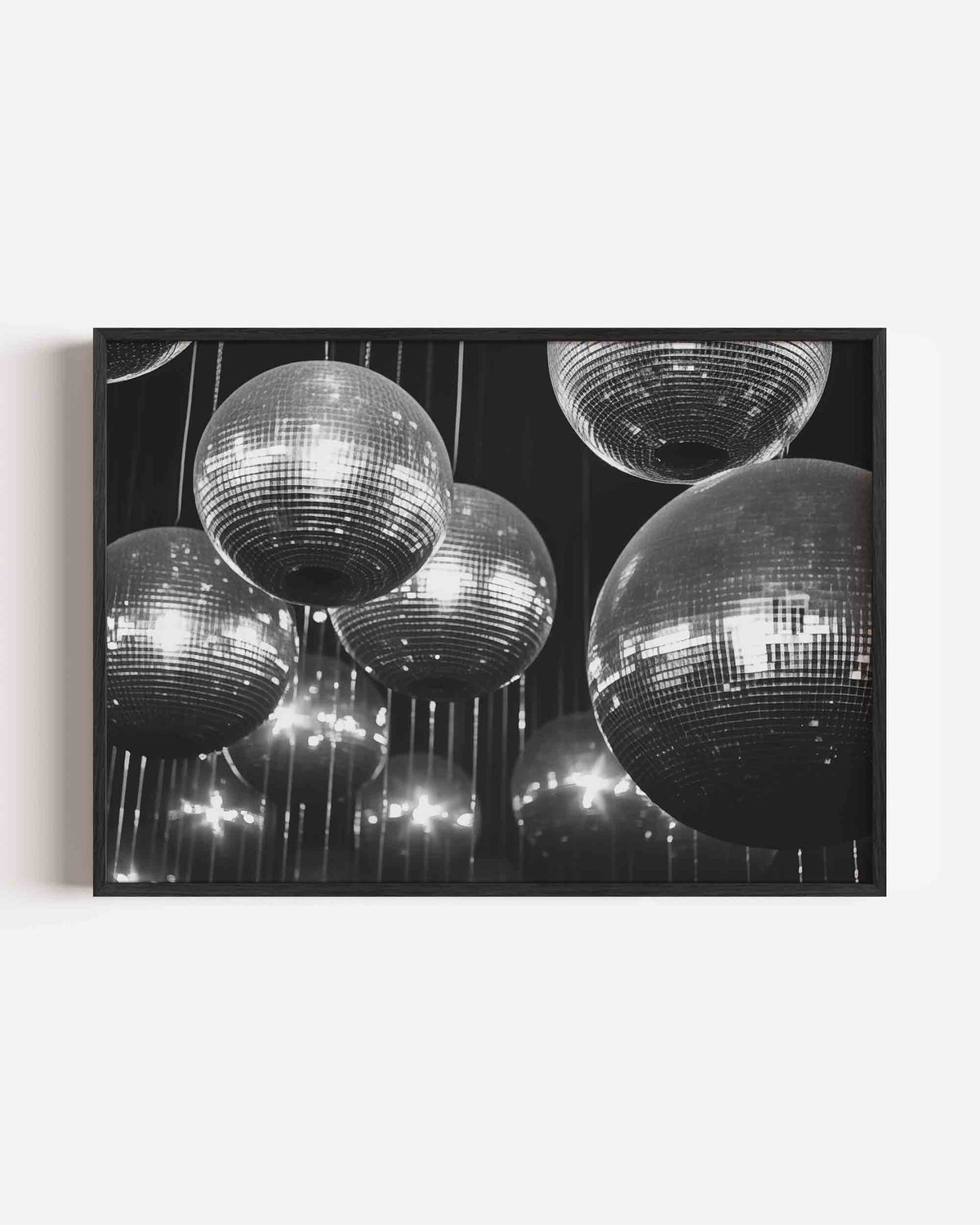 Glinsterende discoballen – moderne landscape poster als wanddecoratie