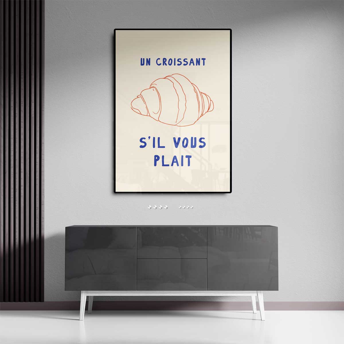 Charmante Croissant Illustratie – dibond wanddecoratie in staand formaat