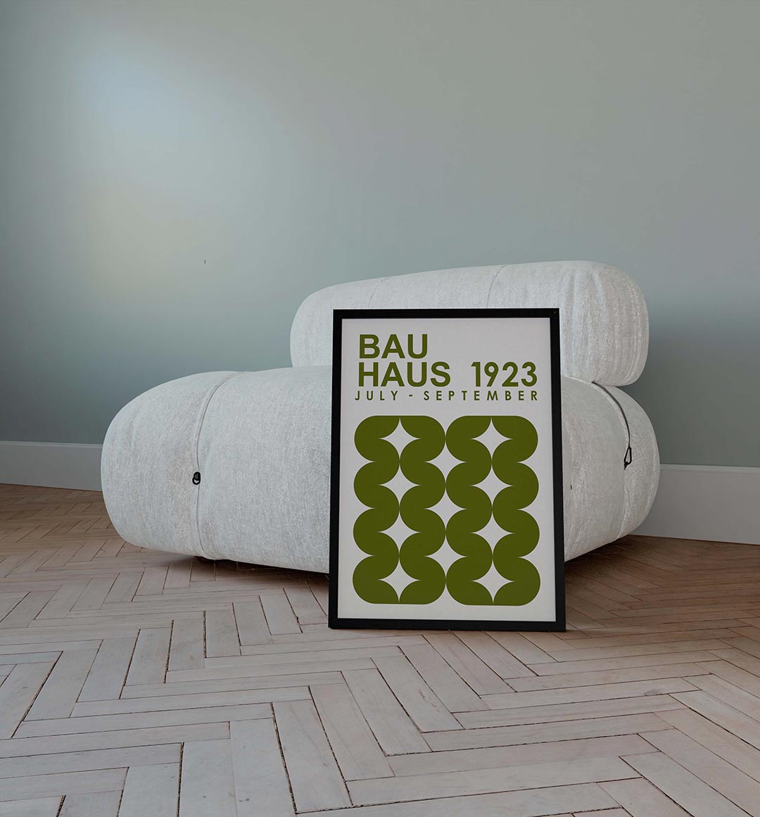 Vormritme en kleur – geometrische poster in Bauhaus-stijl van WallArtistic